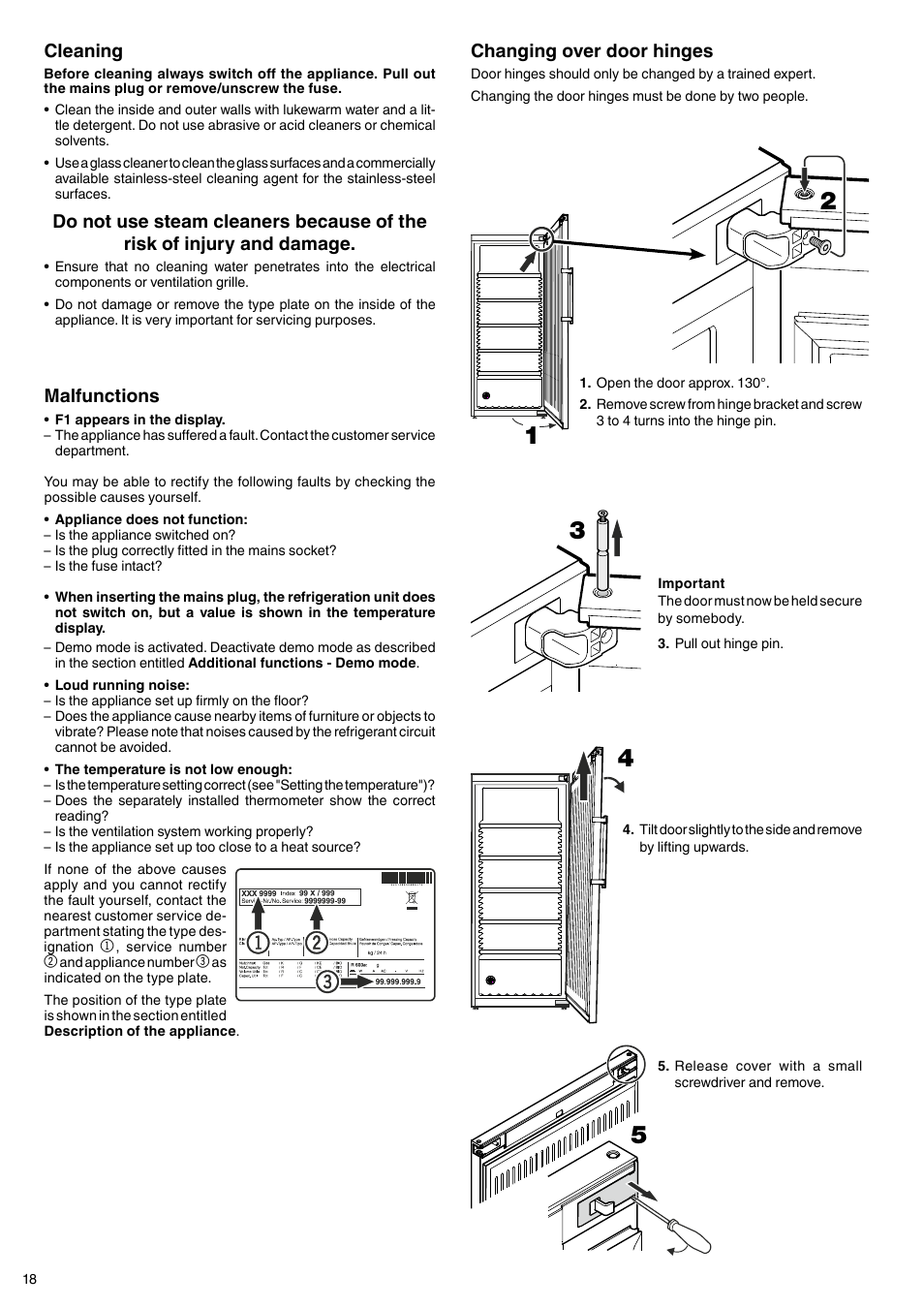 Changing over door hinges, Cleaning, Malfunctions | Liebherr WKt 5551 GrandCru User Manual | Page 8 / 11