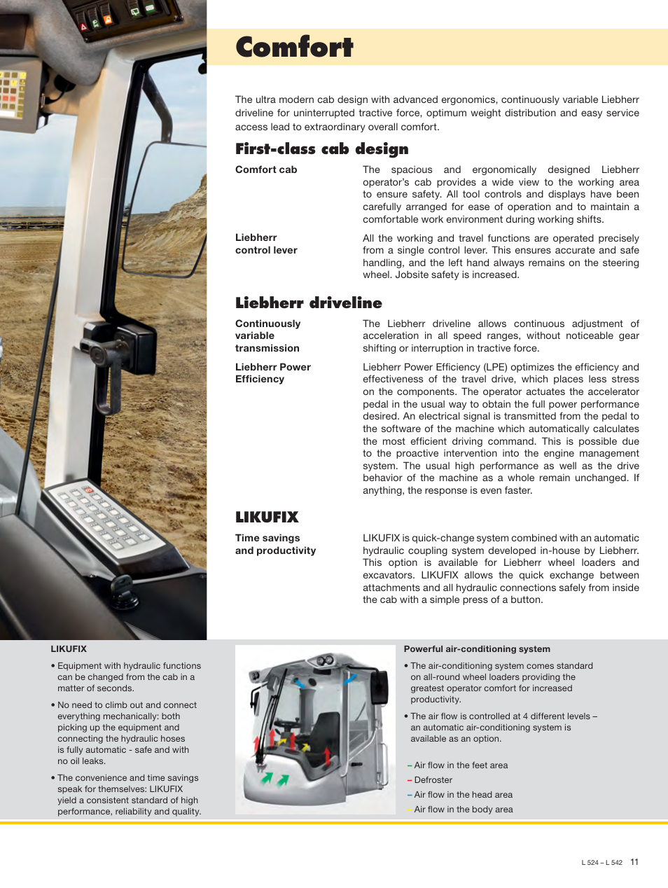 Comfort, First-class cab design, Liebherr driveline | Likufix | Liebherr L 538 User Manual | Page 11 / 26