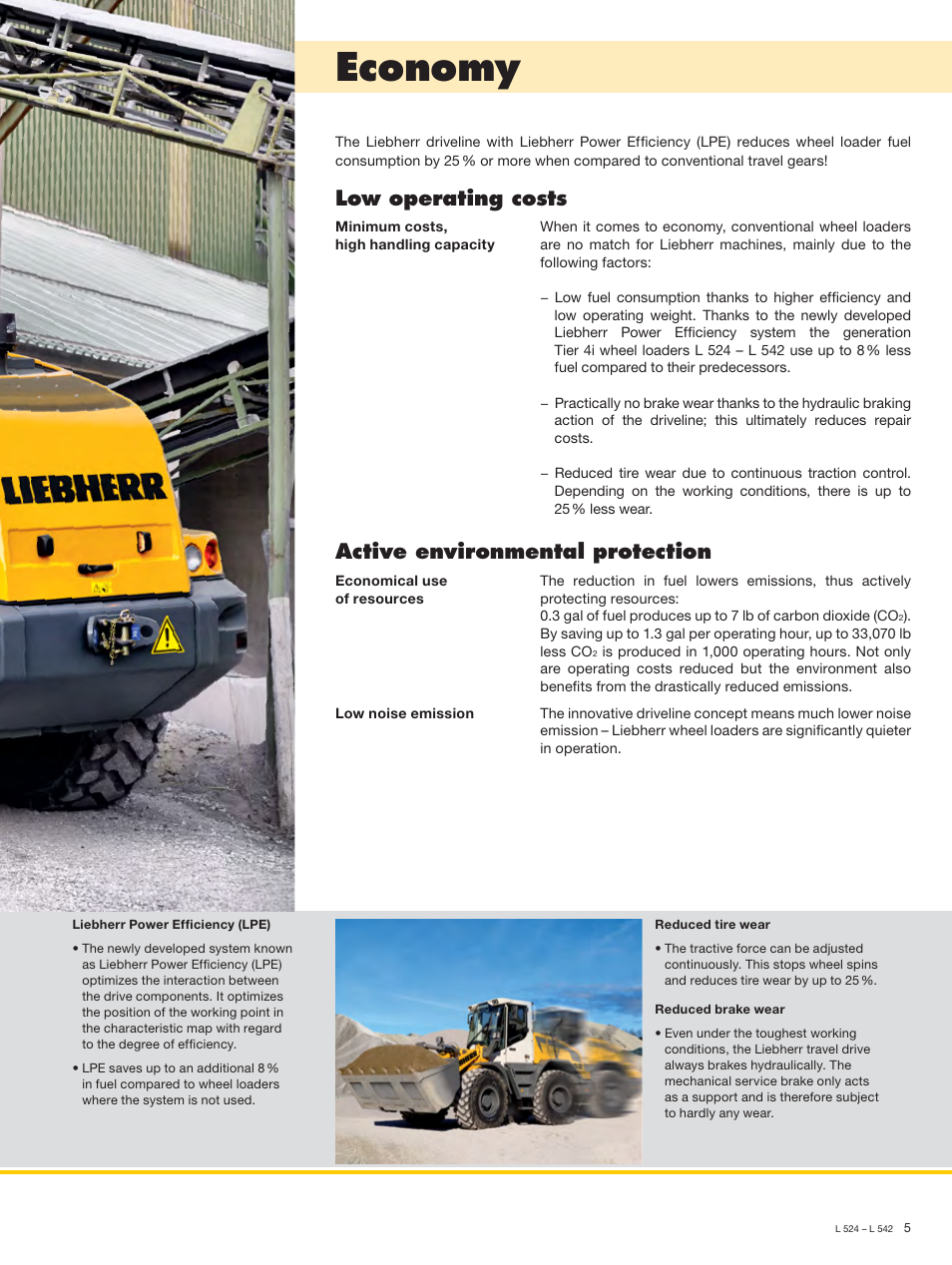 Economy, Low operating costs, Active environmental protection | Liebherr L 538 User Manual | Page 5 / 26