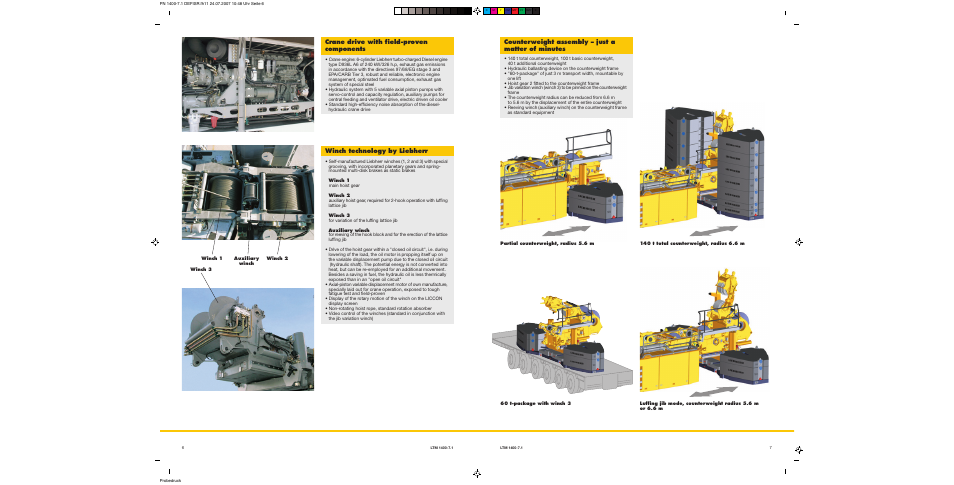 Crane drive with field-proven components, Winch technology by liebherr, Counterweight assembly – just a matter of minutes | Liebherr LTM 1400-7.1 User Manual | Page 7 / 13