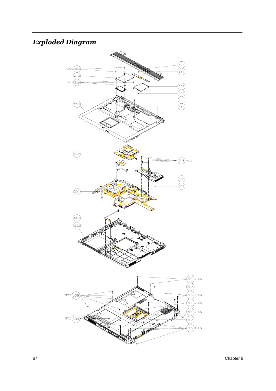 Exploded diagram | Acer TRAVELMATE TravelMate 4050 User Manual | Page 74 / 90