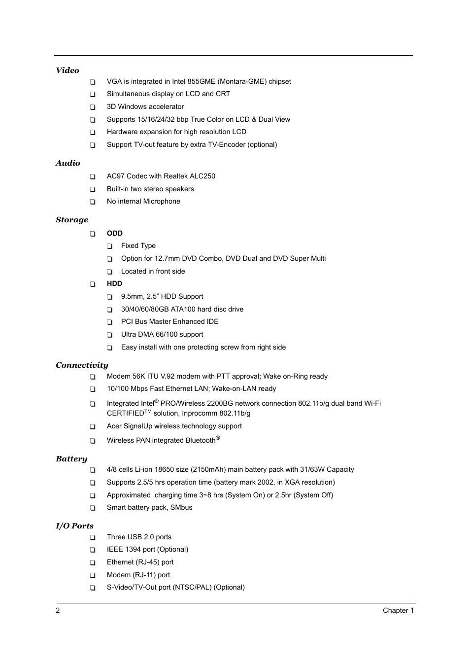 Acer TRAVELMATE TravelMate 4050 User Manual | Page 9 / 90