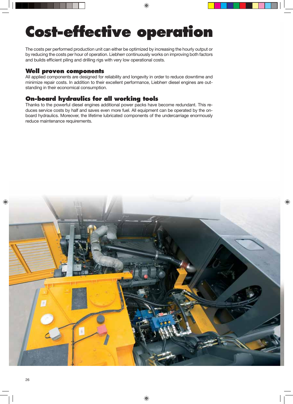 Spezial_gb_montage 26.pdf, Cost-effective operation, Well proven components | On-board hydraulics for all working tools | Liebherr LRB 125 XL User Manual | Page 26 / 32