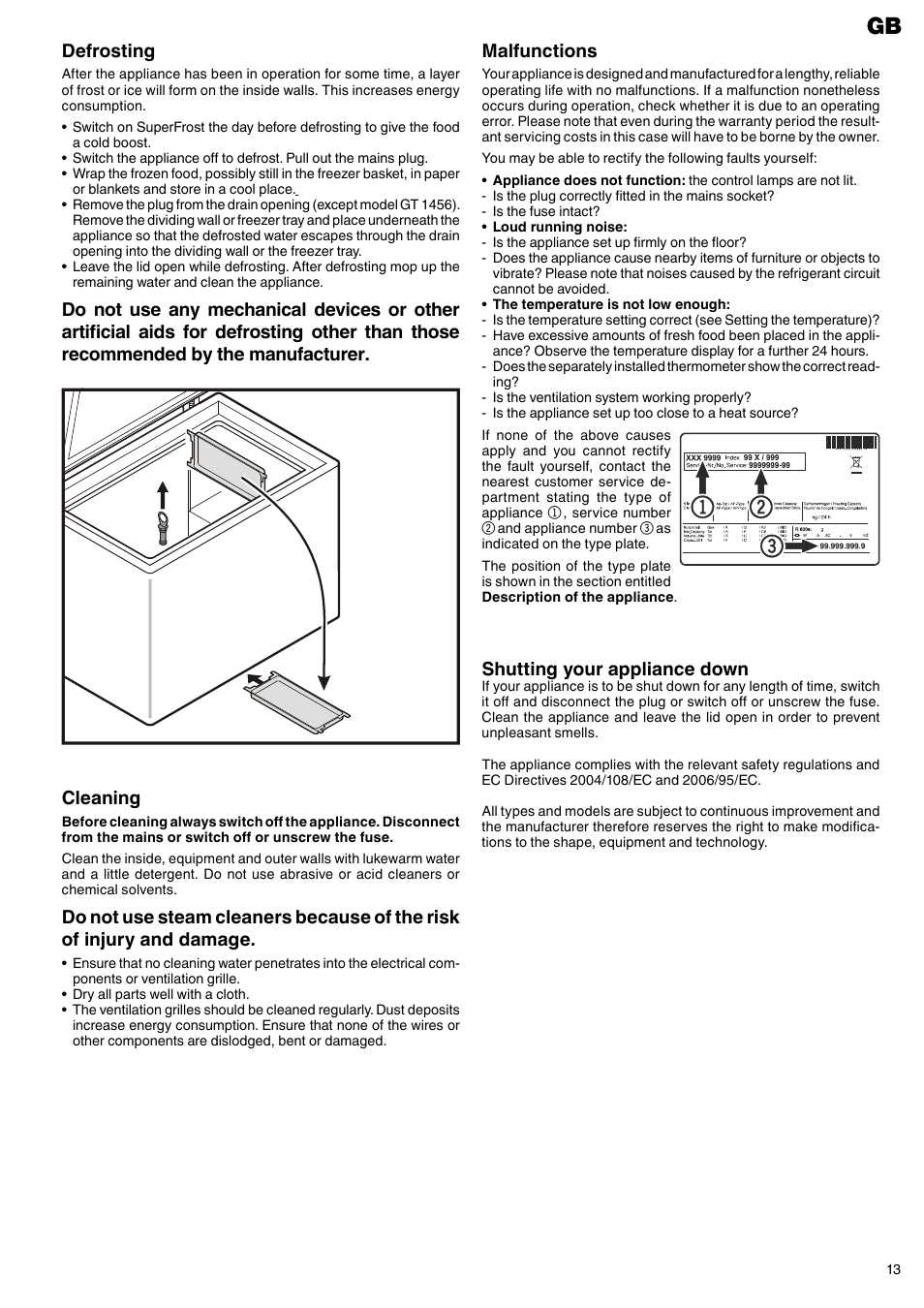 Malfunctions, Defrosting, Cleaning | Liebherr GTP 2356 Premium User Manual | Page 7 / 7