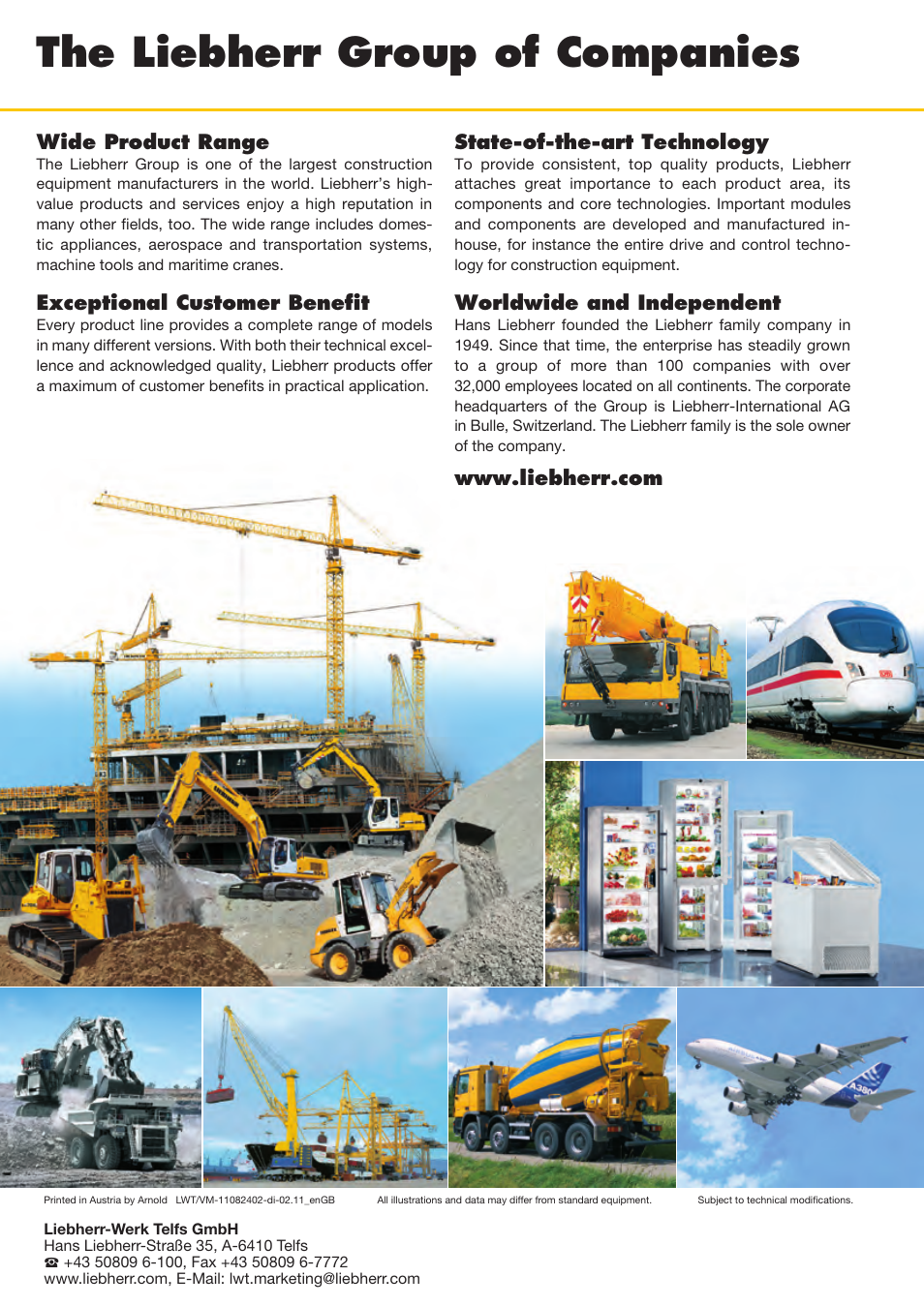 The liebherr group of companies, Wide product range, Exceptional customer benefit | State-of-the-art technology, Worldwide and independent | Liebherr LR 624 Litronic User Manual | Page 12 / 12