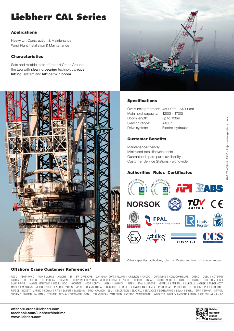 Liebherr cal series | Liebherr Heavy Lift Offshore Cranes User Manual | Page 2 / 2