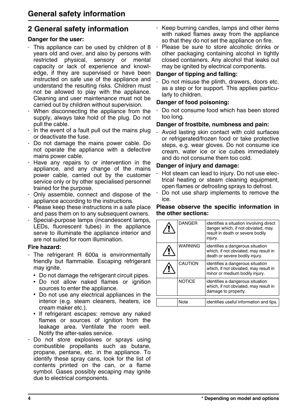 2general safety information, 2 general safety information, General safety information | Liebherr CBNPgb 3956 Premium BioFresh NoFrost User Manual | Page 4 / 20