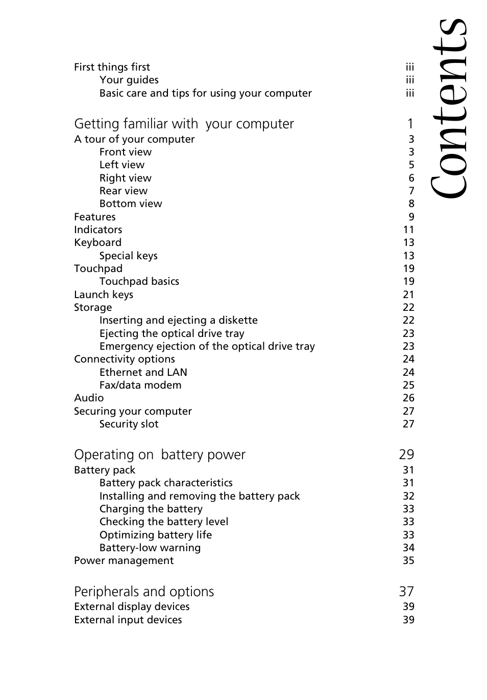 Acer 1500 User Manual | Page 7 / 96