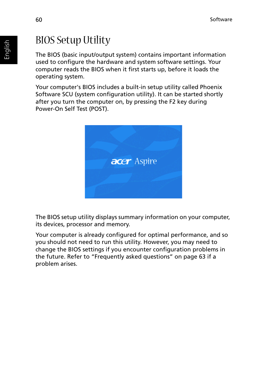 Bios setup utility | Acer 1500 User Manual | Page 70 / 96