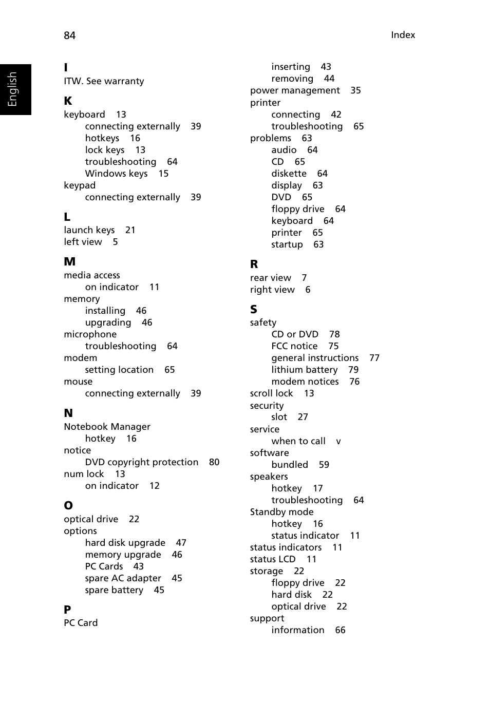 Acer 1500 User Manual | Page 94 / 96
