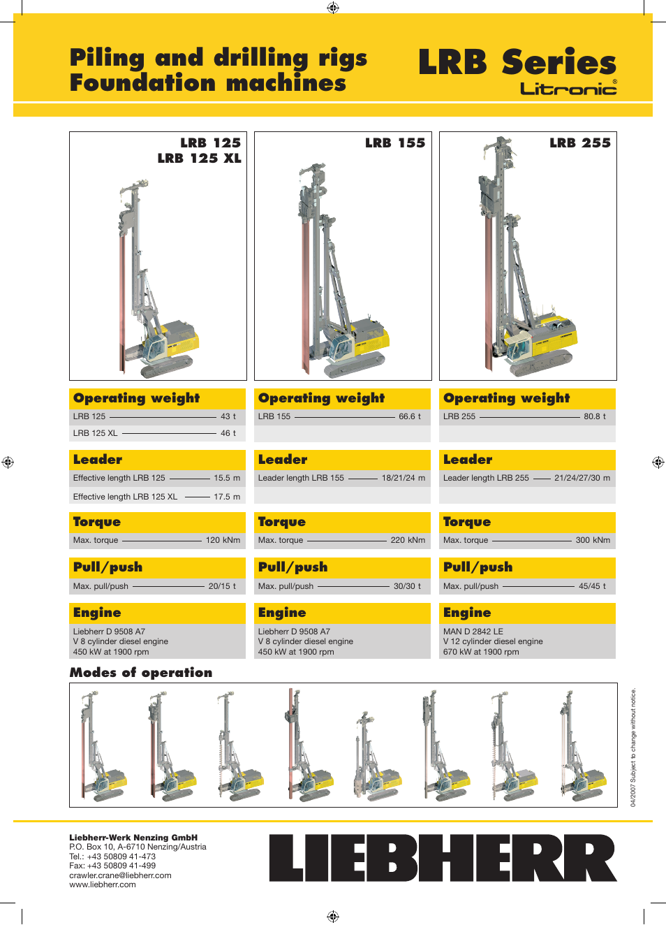 Liebherr LRB 125 XL User Manual | 1 page