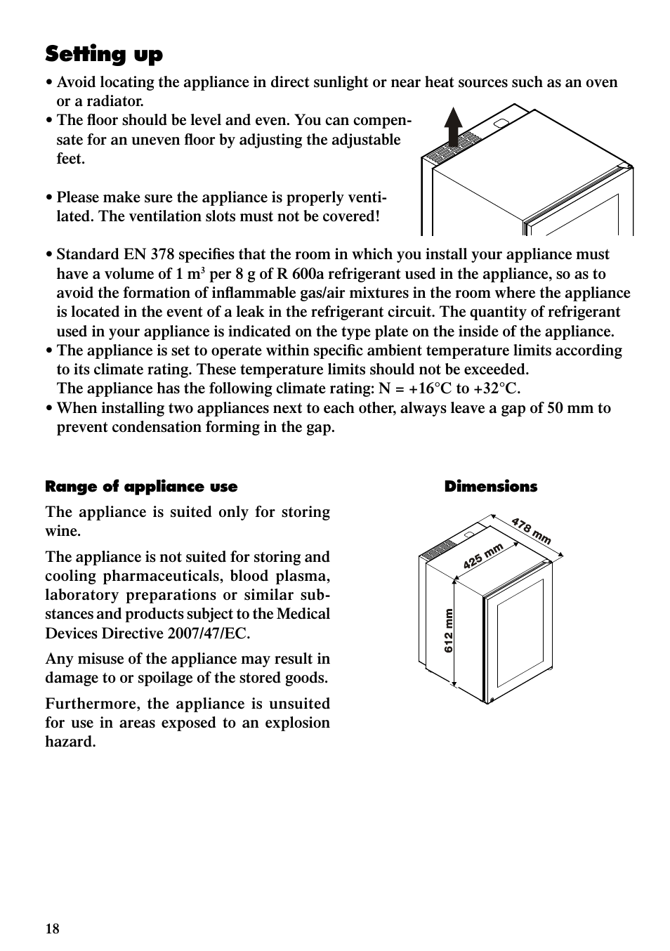 Operating and control elements, Setting up | Liebherr WKes 653 Grand Cru User Manual | Page 4 / 15