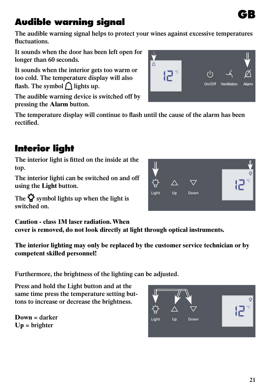 Audible warning signal interior light, Audible warning signal, Interior light | Liebherr WKes 653 Grand Cru User Manual | Page 7 / 15