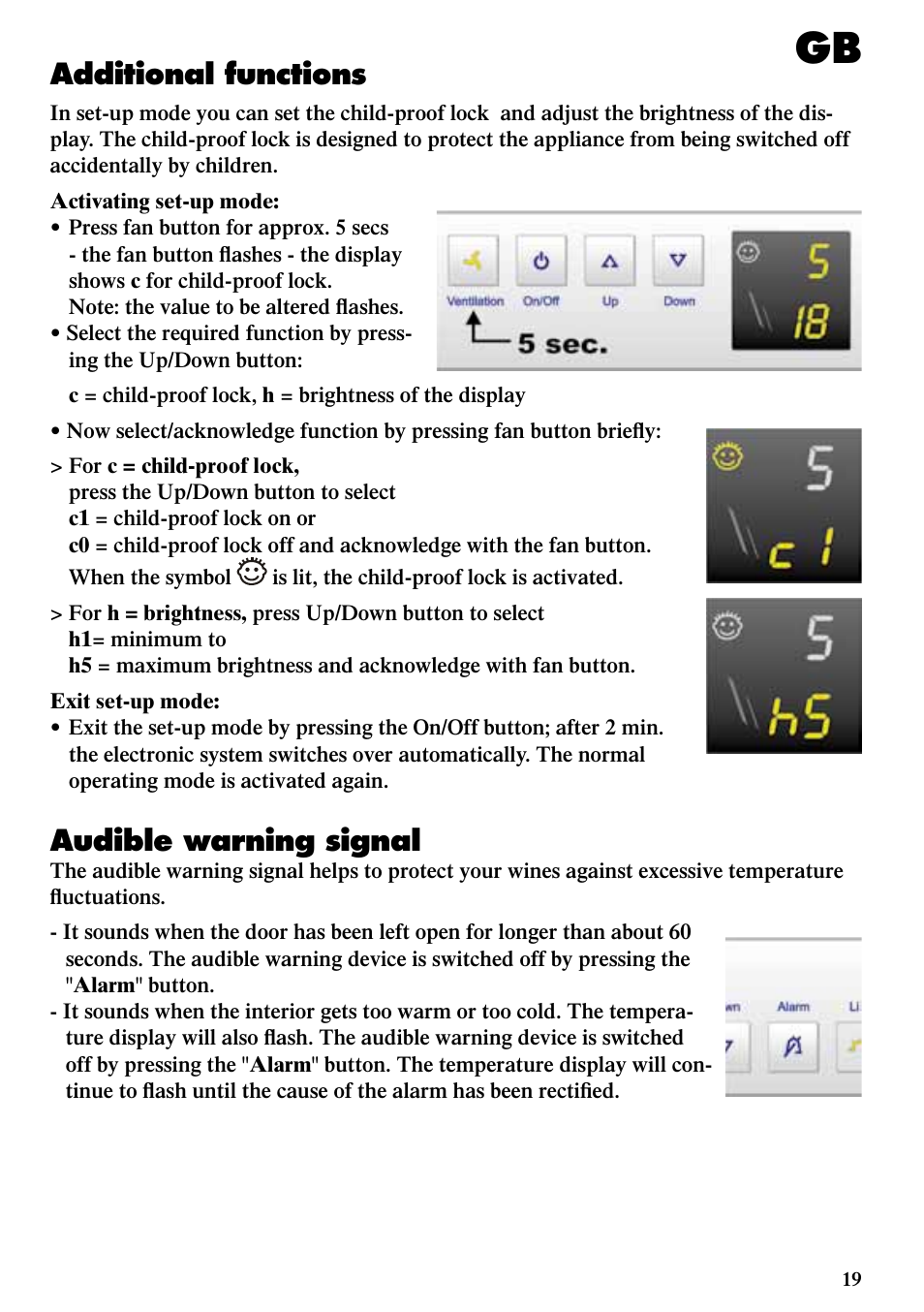 Additional functions, Audible warning signal | Liebherr WTes 1753 Vinidor User Manual | Page 7 / 13