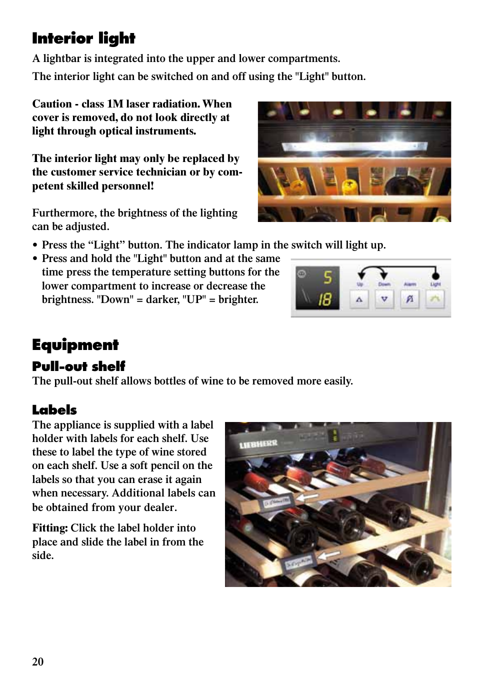 Equipment, Interior light | Liebherr WTes 1753 Vinidor User Manual | Page 8 / 13