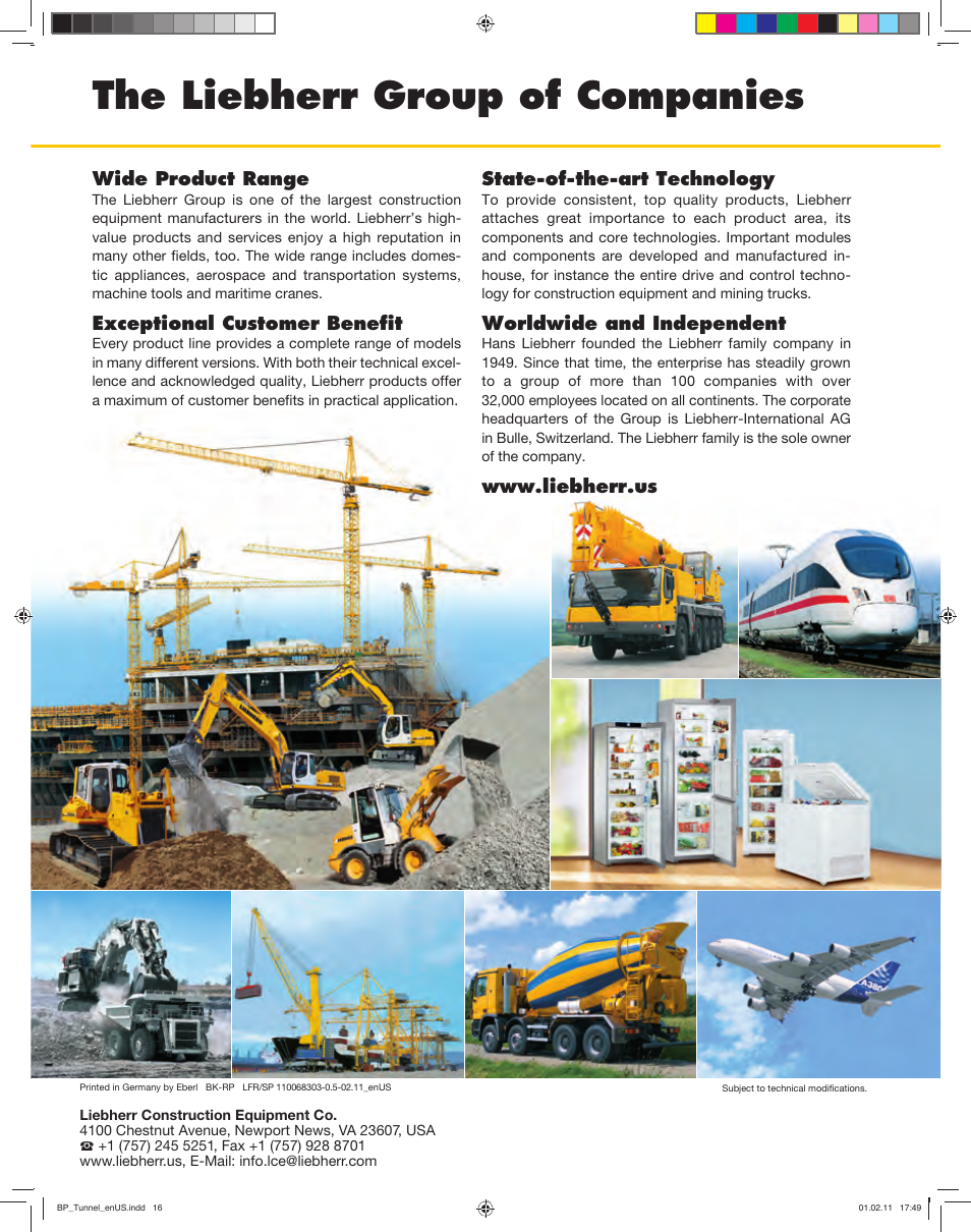 The liebherr group of companies, Wide product range, Exceptional customer benefit | State-of-the-art technology, Worldwide and independent | Liebherr LR 634 Litronic User Manual | Page 16 / 16