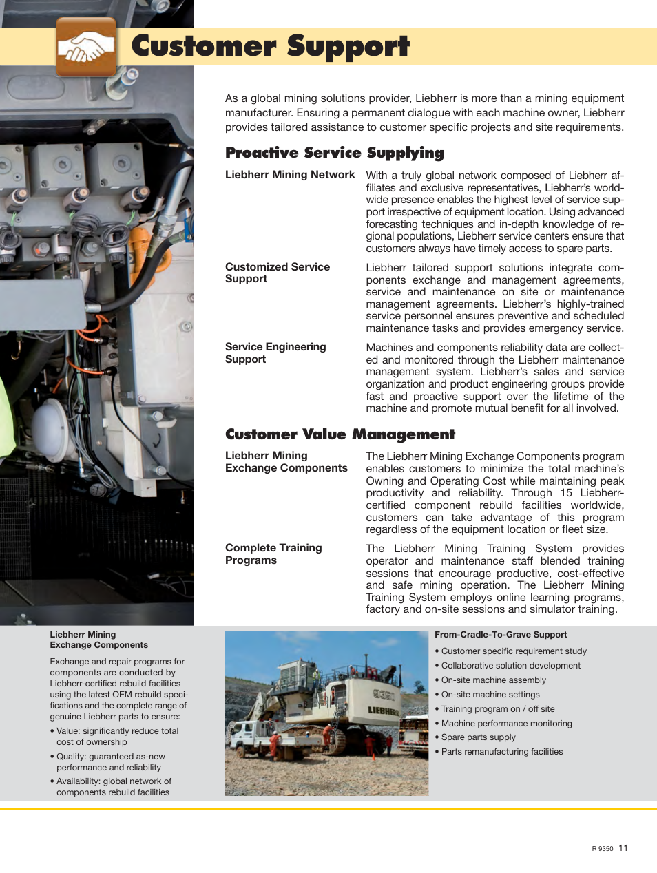Customer support, Proactive service supplying, Customer value management | Liebherr R 9350 User Manual | Page 11 / 22