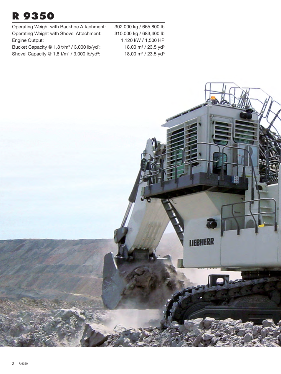 R 9350 | Liebherr R 9350 User Manual | Page 2 / 22