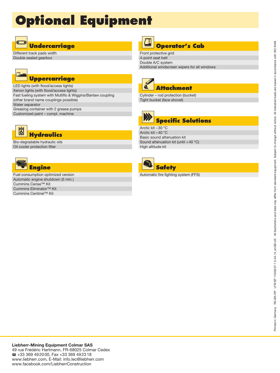 Optional equipment | Liebherr R 9350 User Manual | Page 22 / 22