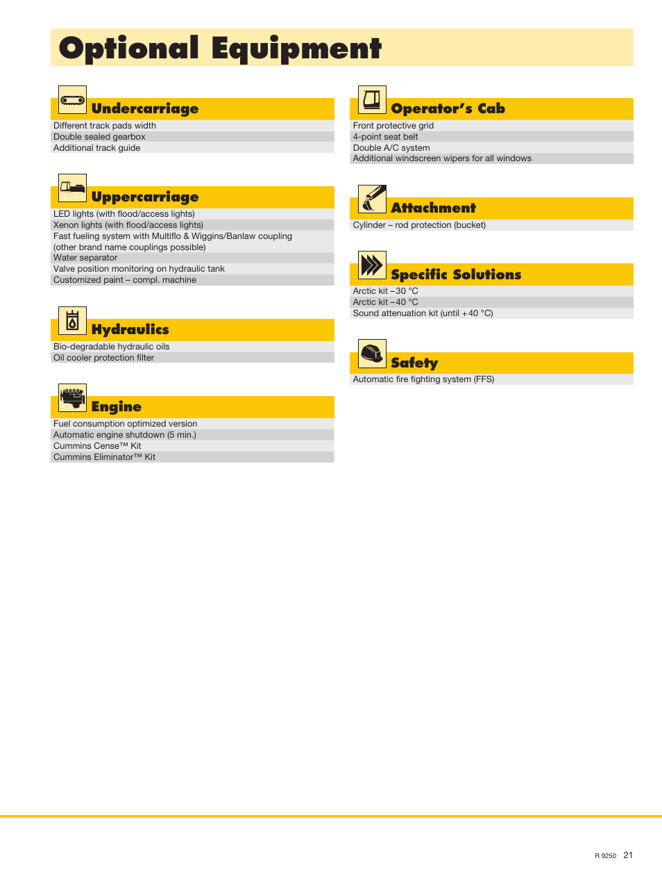 Optional equipment | Liebherr R 9250 User Manual | Page 21 / 22