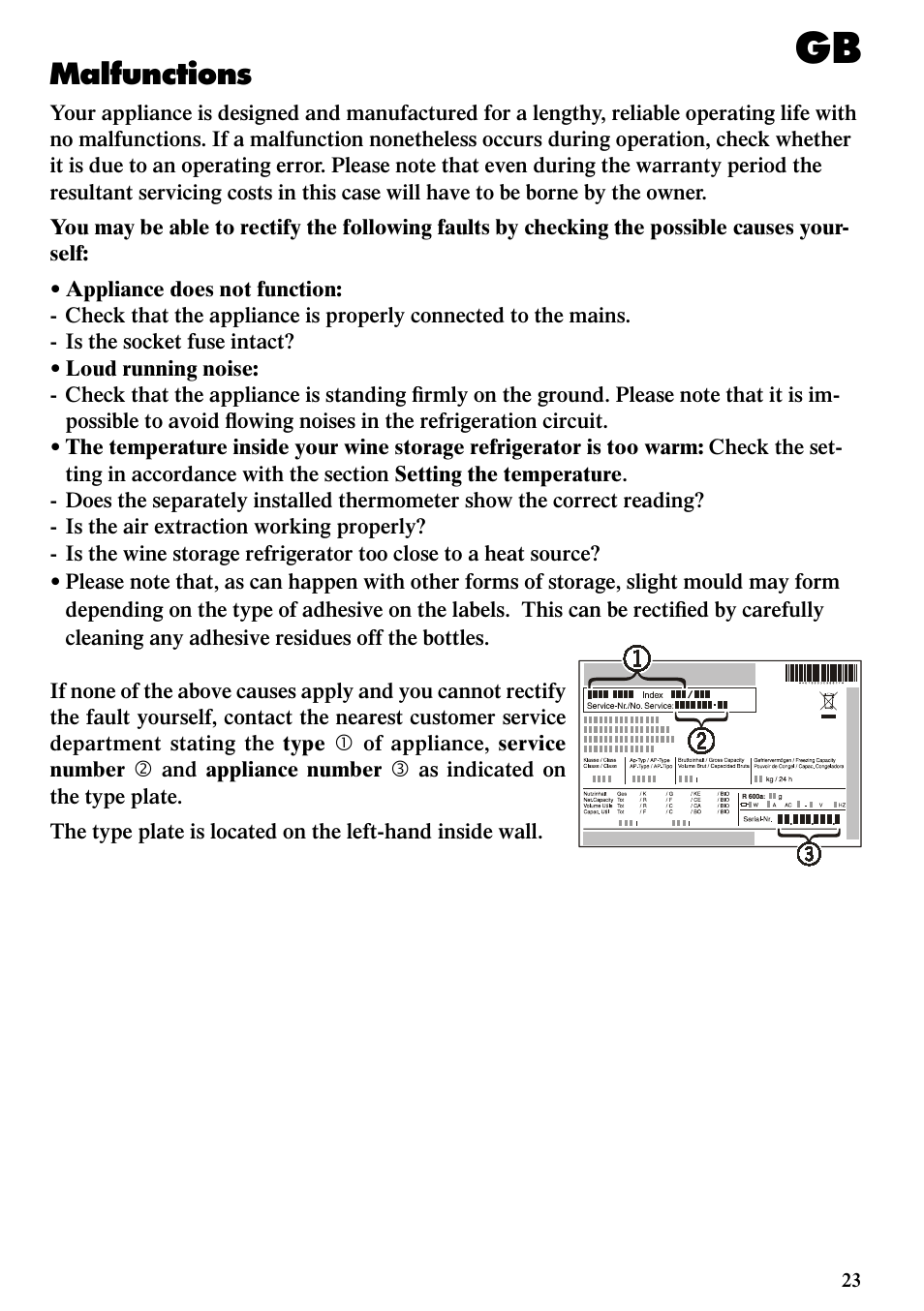 Malfunctions | Liebherr WTUes 1653 Vinidor User Manual | Page 11 / 13