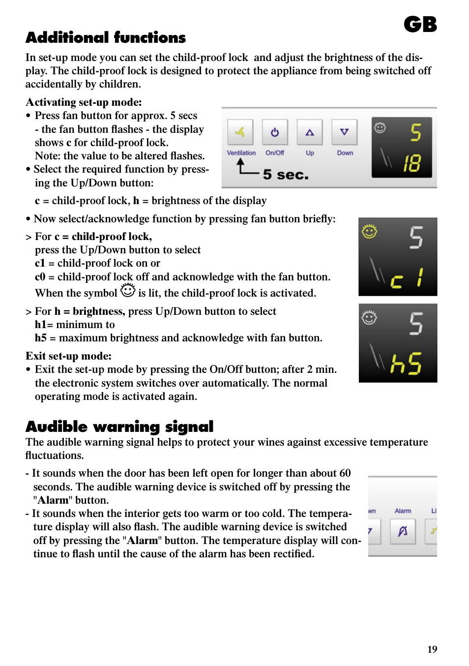 Additional functions audible warning signal, Additional functions, Audible warning signal | Liebherr WTUes 1653 Vinidor User Manual | Page 7 / 13