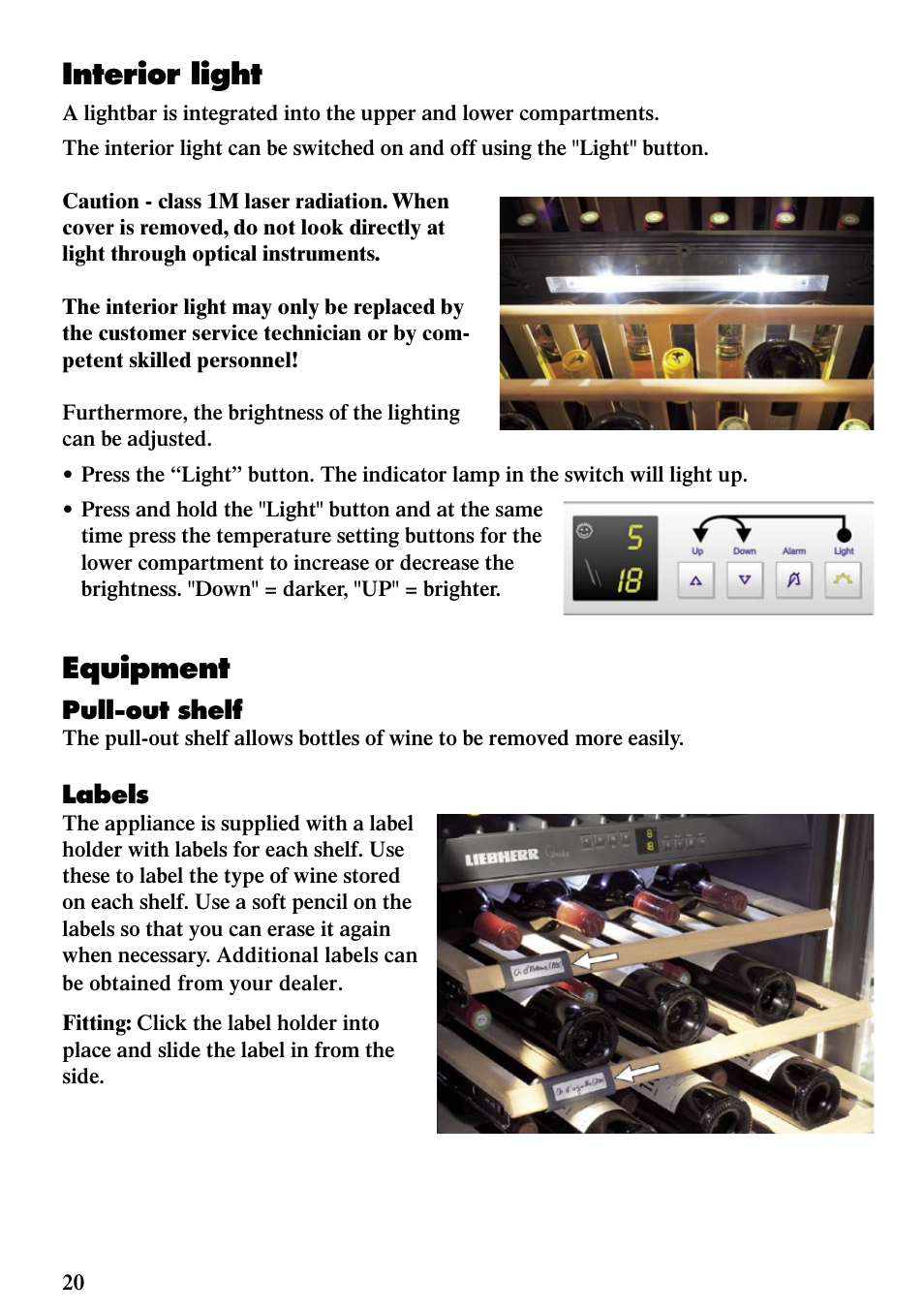 Interior light equipment, Equipment, Interior light | Liebherr WTUes 1653 Vinidor User Manual | Page 8 / 13