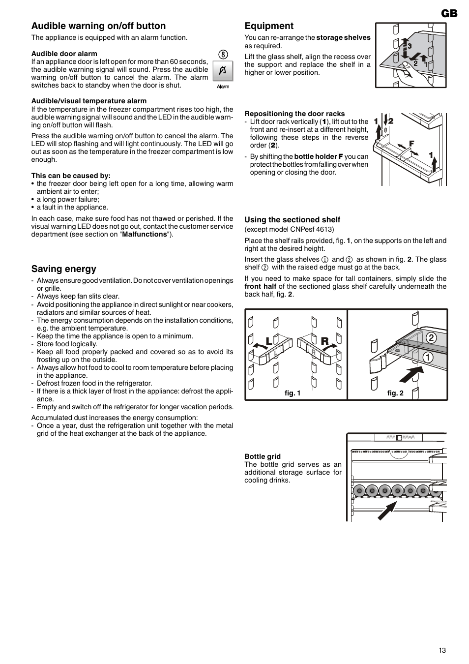 Audible warning on/off button, Equipment, Saving energy | Liebherr CN 5113 Comfort NoFrost User Manual | Page 5 / 9