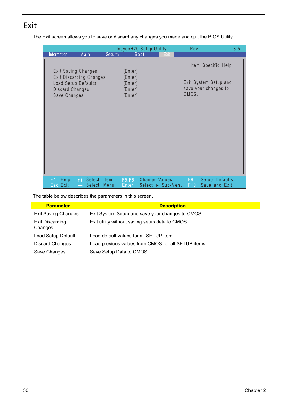 Exit | Acer 5241 User Manual | Page 40 / 202