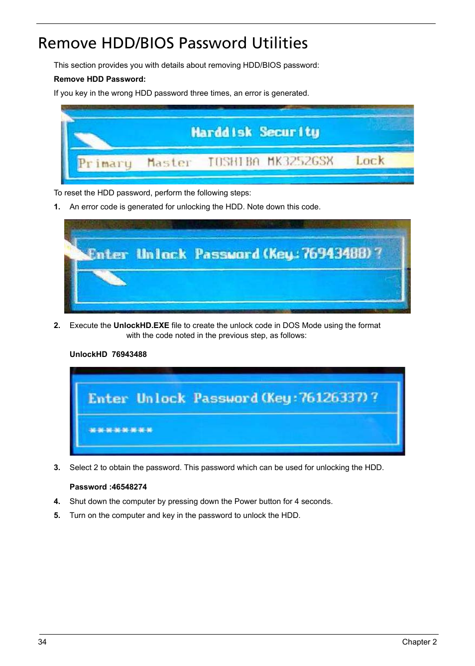 Remove hdd/bios password utilities | Acer 5241 User Manual | Page 44 / 202