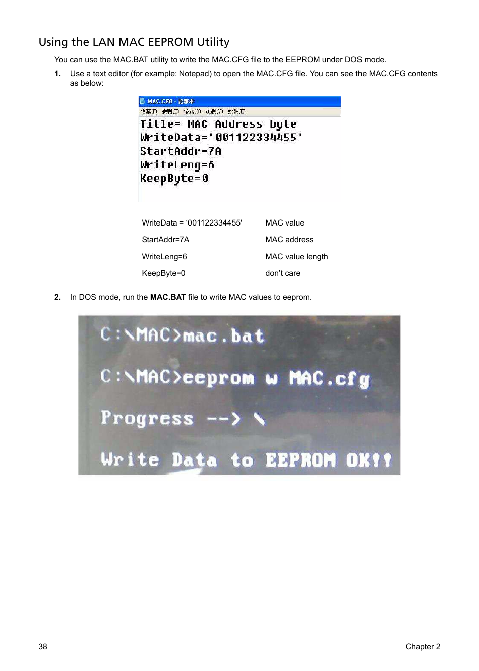 Using the lan mac eeprom utility | Acer 5241 User Manual | Page 48 / 202