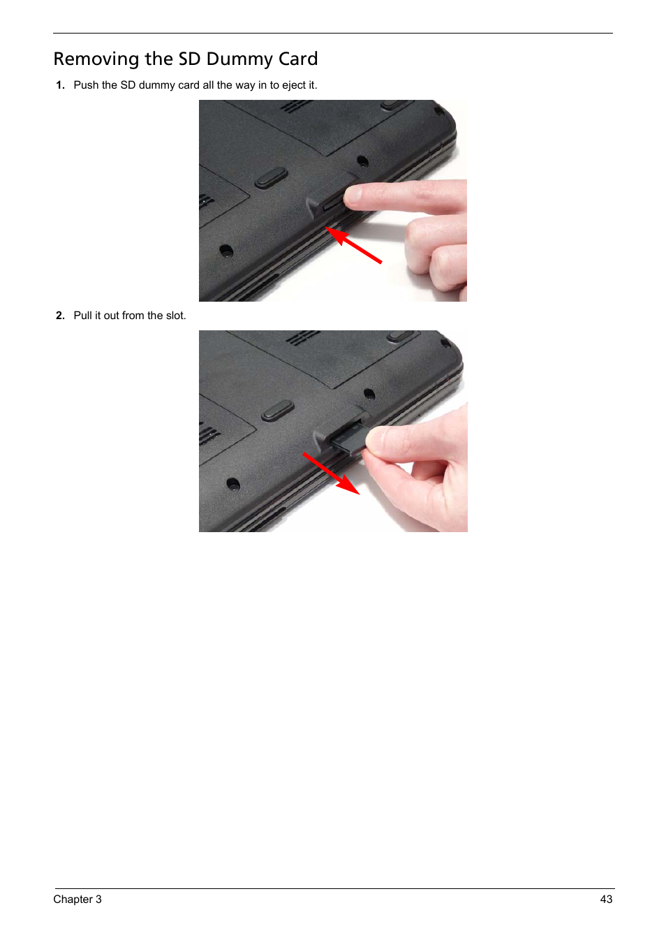 Removing the sd dummy card | Acer 5241 User Manual | Page 53 / 202