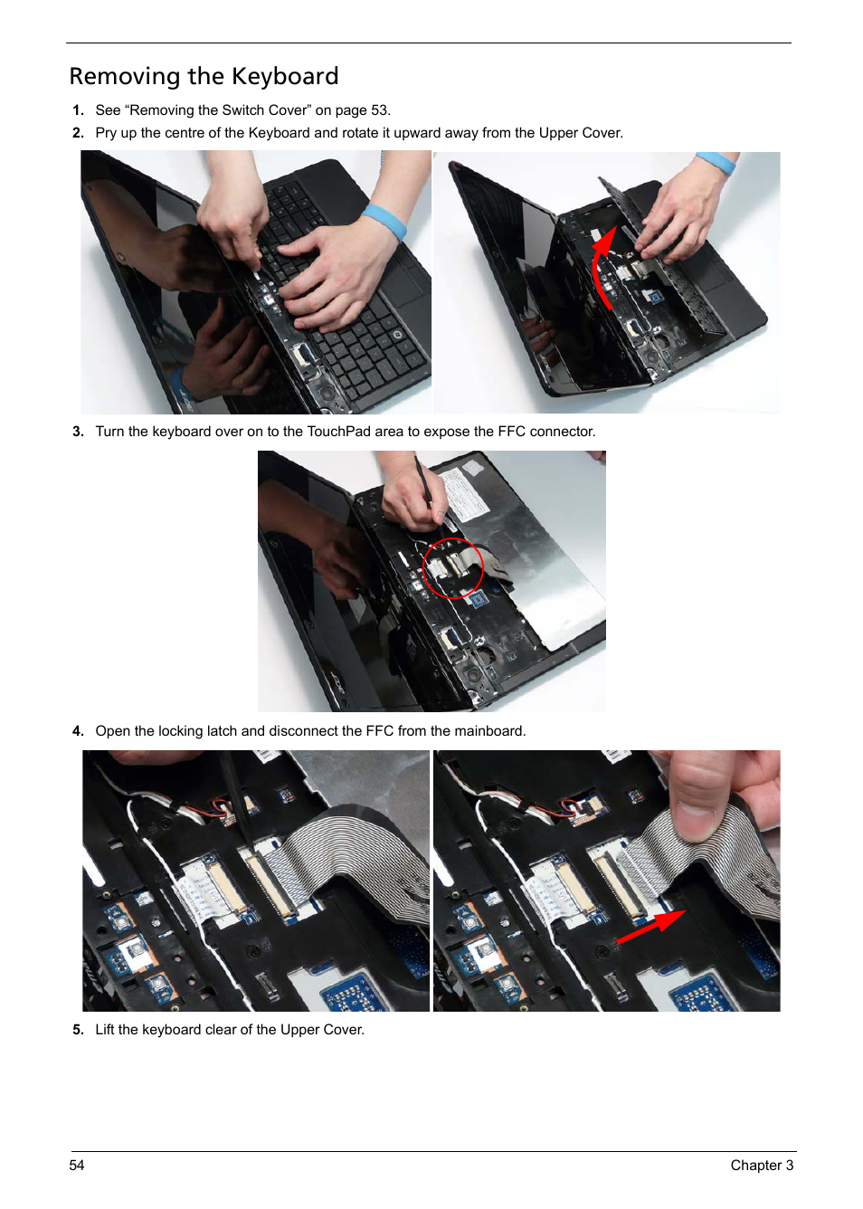 Removing the keyboard | Acer 5241 User Manual | Page 64 / 202