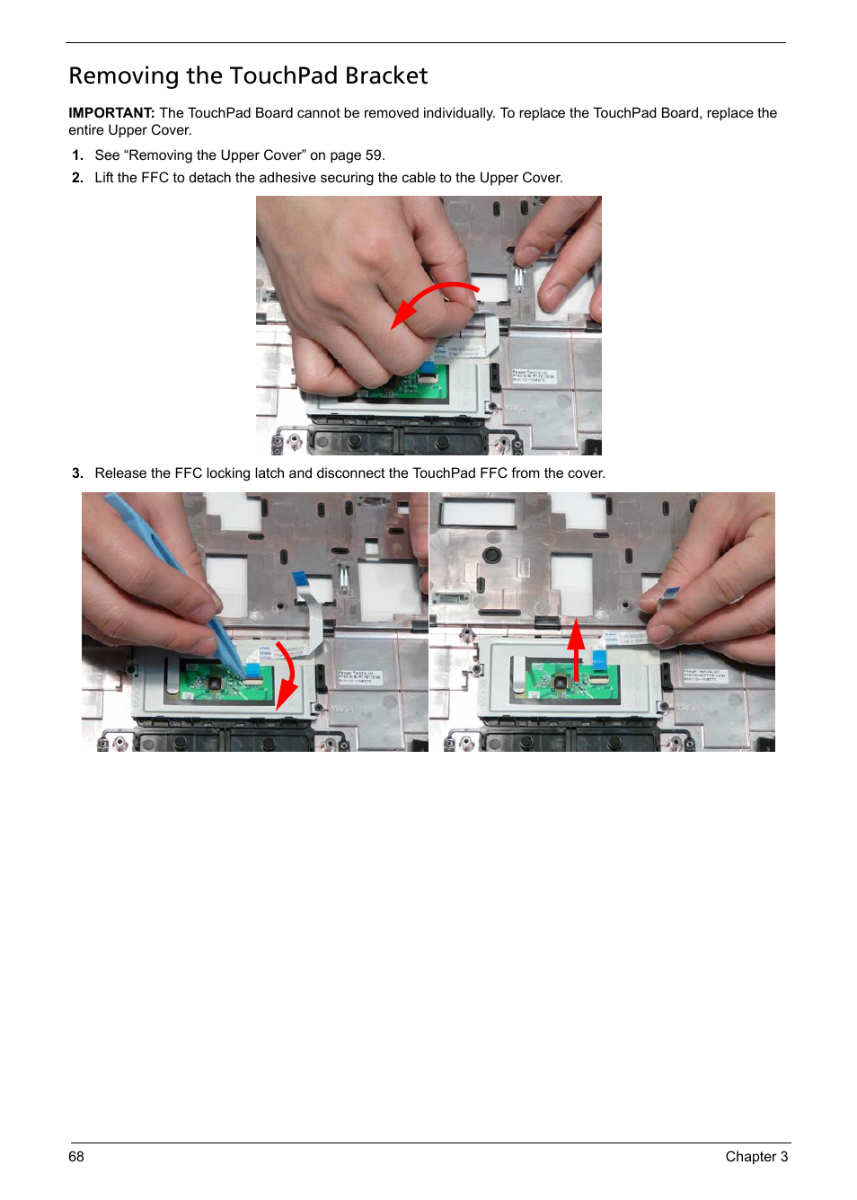 Removing the touchpad bracket | Acer 5241 User Manual | Page 78 / 202