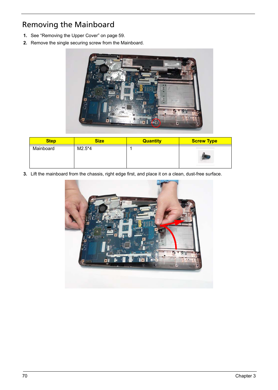 Removing the mainboard | Acer 5241 User Manual | Page 80 / 202