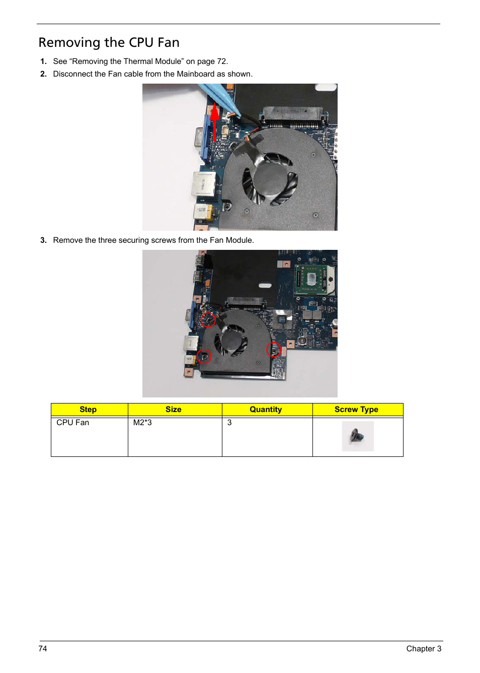 Removing the cpu fan | Acer 5241 User Manual | Page 84 / 202