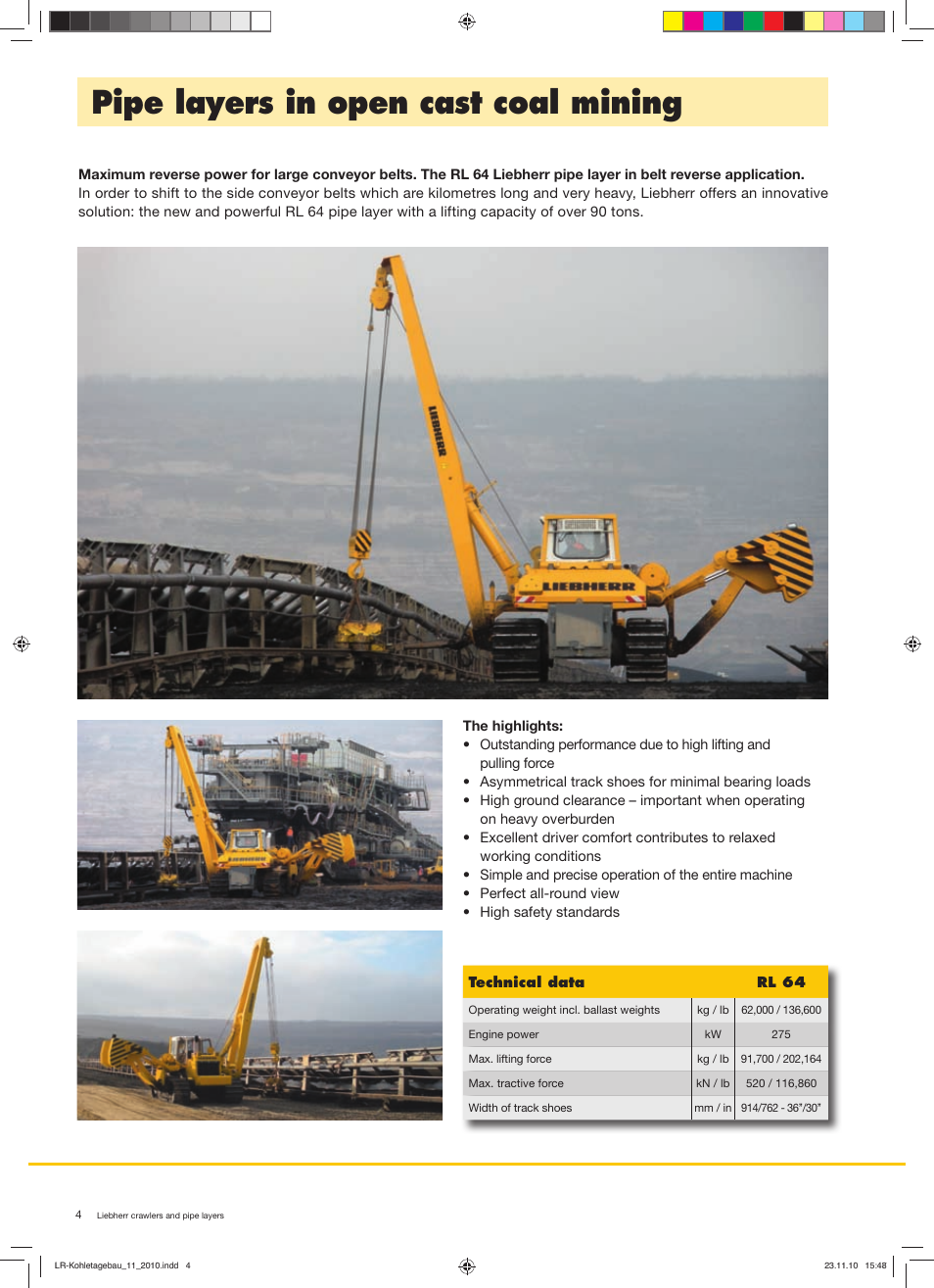 Pipe layers in open cast coal mining | Liebherr PR 734 Litronic User Manual | Page 4 / 8