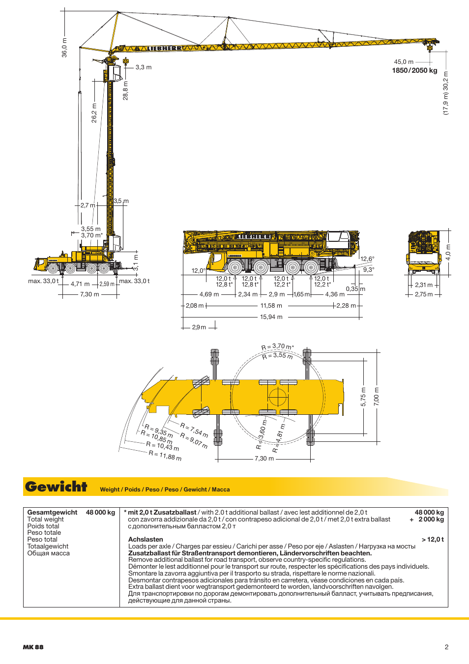 Gewicht | Liebherr MK 88 User Manual | Page 2 / 12