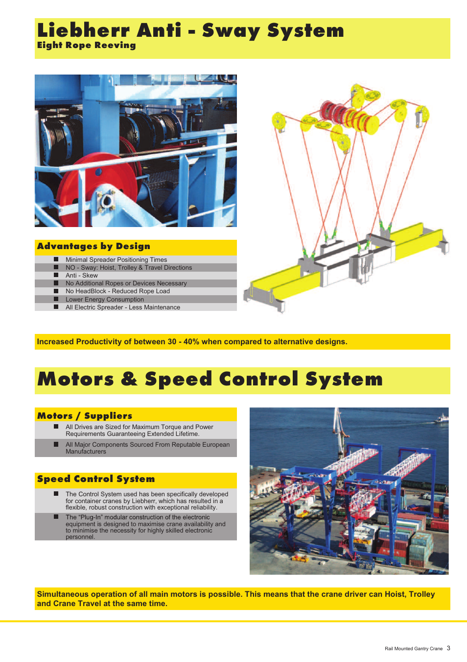 Motors & speed control system, Liebherr anti - sway system | Liebherr Rail mounted stacking cranes (RMG) User Manual | Page 3 / 4