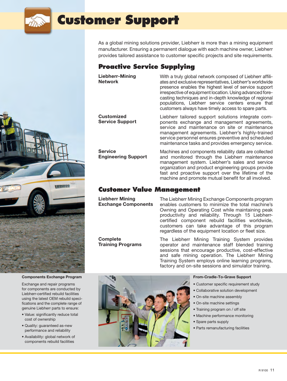 Customer support, Proactive service supplying, Customer value management | Liebherr R 9100 User Manual | Page 11 / 22