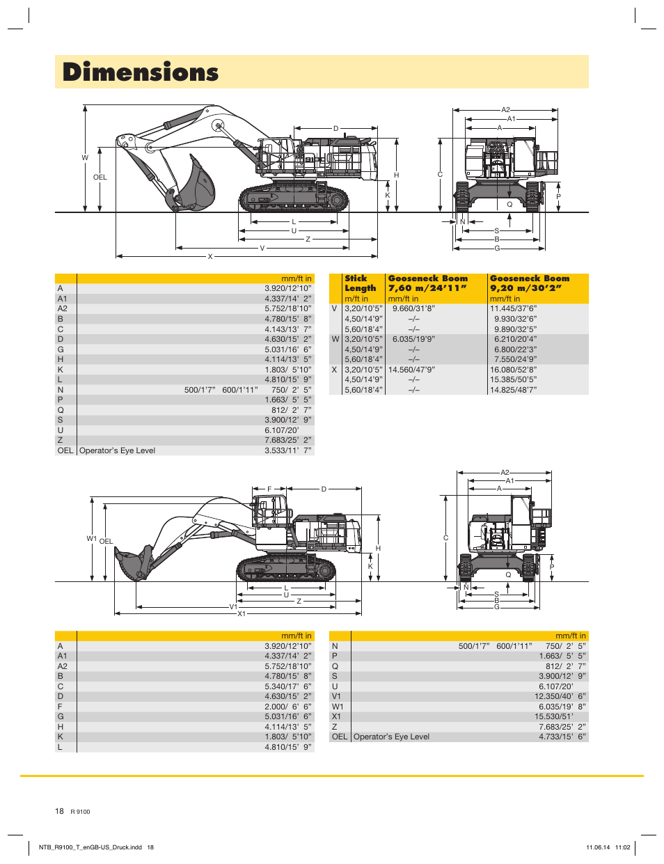 Dimensions | Liebherr R 9100 User Manual | Page 18 / 22