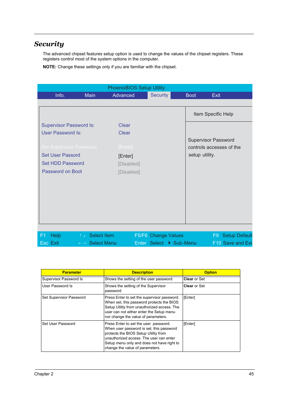 Security | Acer 2700 User Manual | Page 51 / 140