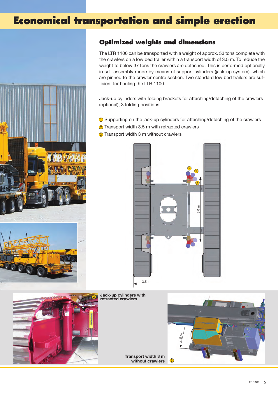 Economical transportation and simple erection, Optimized weights and dimensions | Liebherr LTR 1100 User Manual | Page 5 / 16