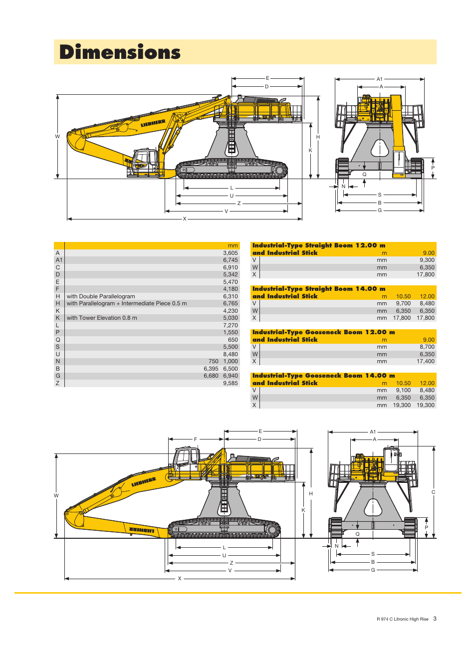 Dimensions | Liebherr R 974 C Litronic High Rise User Manual | Page 3 / 24