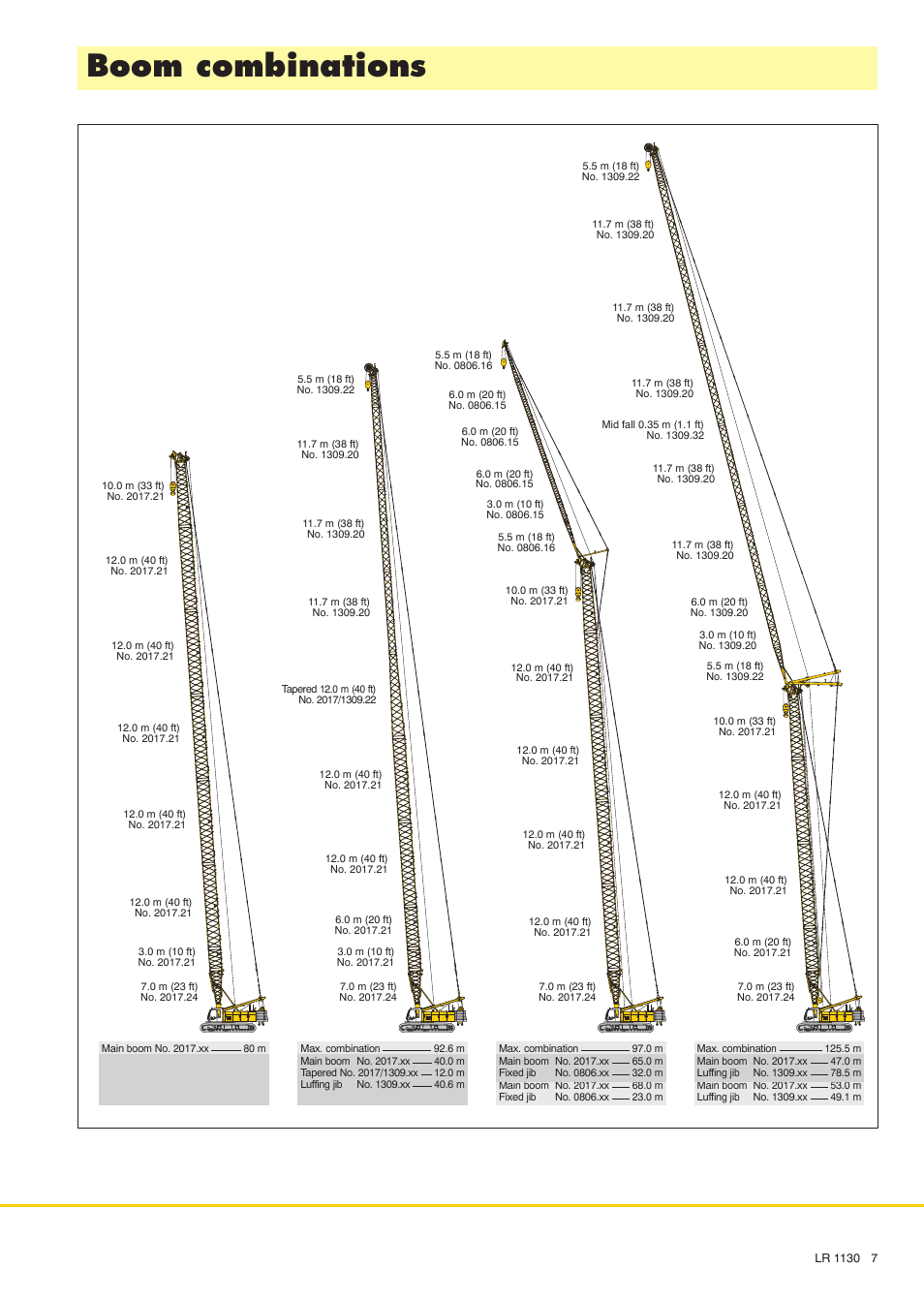 Boom combinations | Liebherr LR 1130 User Manual | Page 7 / 24