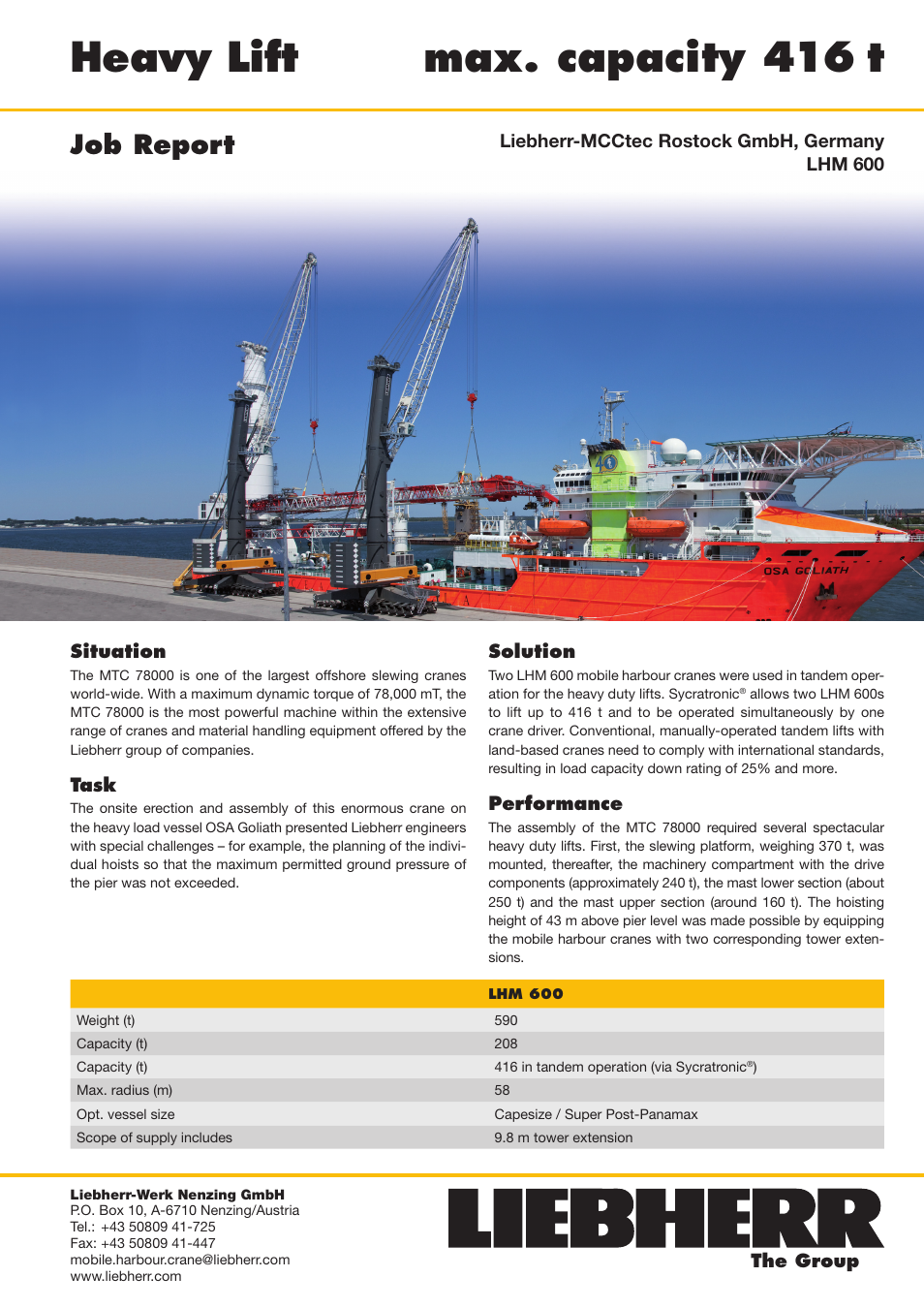 Liebherr LHM 600 User Manual | 1 page