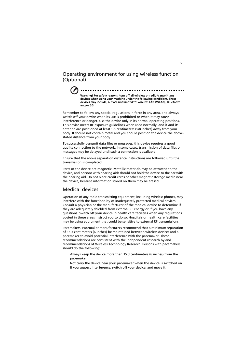 Medical devices | Acer H7530 Series User Manual | Page 7 / 58