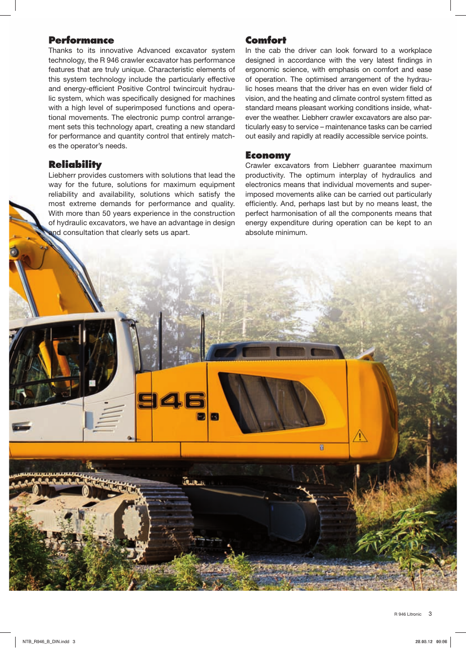 Comfort, Economy, Performance | Reliability | Liebherr R 946 User Manual | Page 3 / 24