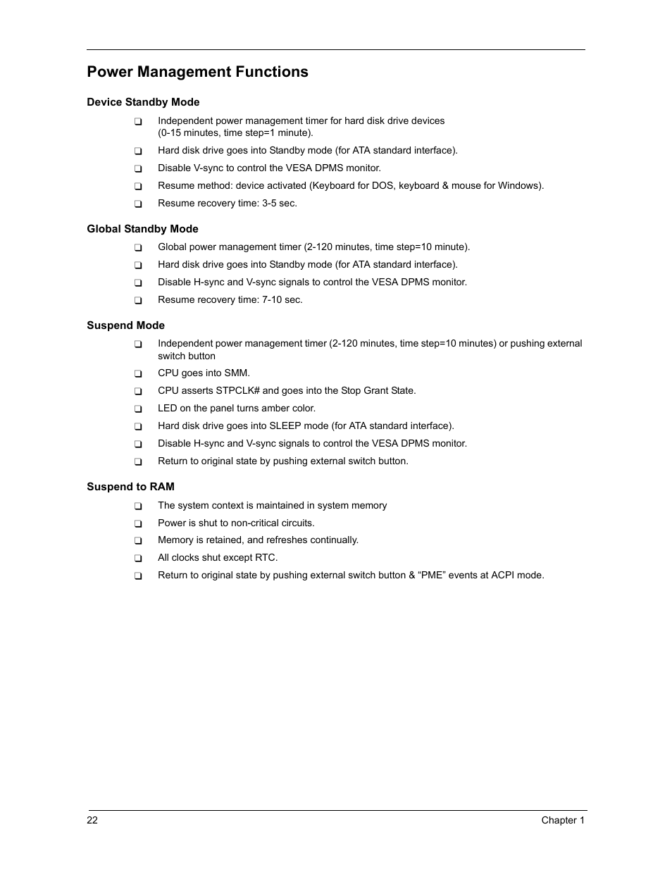 Power management functions | Acer 3300S User Manual | Page 28 / 114
