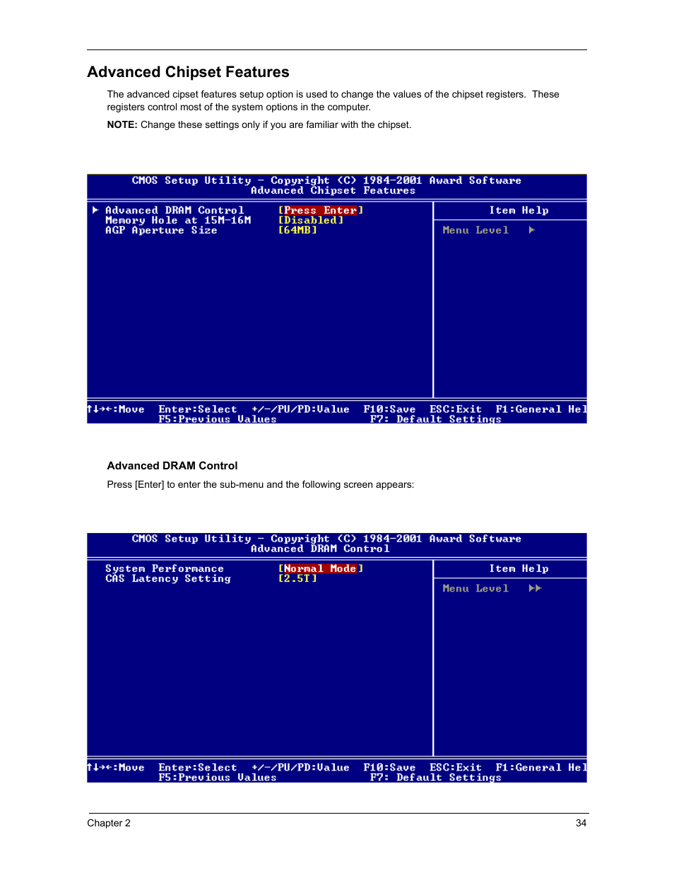 Advanced chipset features | Acer 3300S User Manual | Page 40 / 114